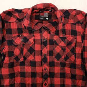 SouthPole Buffalo Check Flannel Casual Button Up Shirt Mens Size Medium M Red